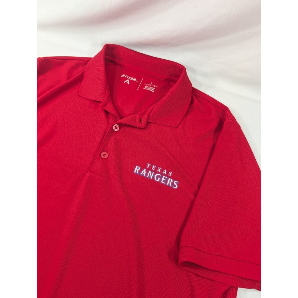 Texas Rangers Polo Shirt Antigua Golf Res Short Sleeve Men Large *Read